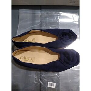 Gaimo Isbel Suede Espidrille Ballerina with Rose - Ultramarine Navy 40